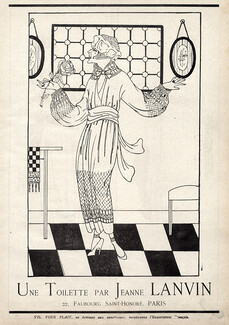 Jeanne Lanvin 1918 Fashion Illustration Art Nouveau Style