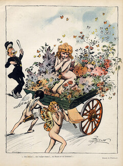 René Préjelan 1906 Sexy Girl Nude Roses Angel