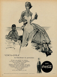 Coca-Cola 1953 Guy Demachy Swimmer Bathing Beauty