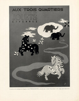 Aux Trois Quartiers 1937 Toys, Elephant, Horse, J. Lurçat