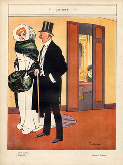 Fabien Fabiano 1909 "Critique" Opéra House, Elegante, Fashion Fur Coat Muff