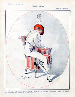 René Préjelan 1913 Elegant Parisienne, Musing