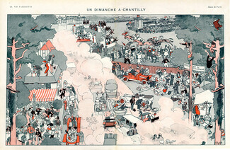 Pierlis 1913 Un Dimanche a Chantilly Horse Racing Comic Strip, Pierre Lissac