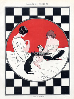 Jacques Nam 1913 Le Jeu de Dames Checkers Cat