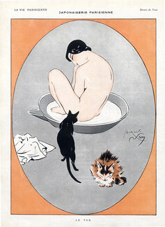 Jacques Nam 1913 Japanese Girl Nude Cat