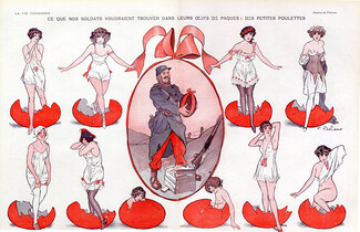 Fabien Fabiano 1915 Easter Eggs, Sexy Girls, Babydoll