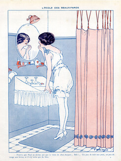 Fabien Fabiano 1913 Making-up Sexy Looking Girl Babydoll Negligee