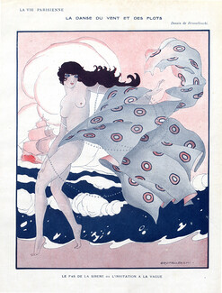 Umberto Brunelleschi 1913 "La Danse du vent et des flots" Nude