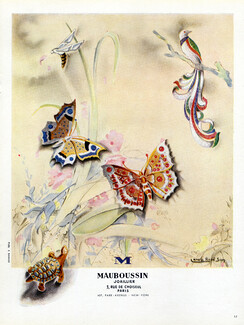 Mauboussin 1947 René Sim Lacaze, Butterfly, Birds, Clips