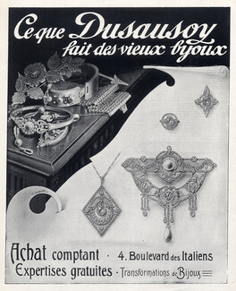 Dusausoy (Jewels) 1910 Bracelet, Brooch, Pendant, Art Nouveau