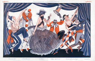 Georges Pavis 1926 Carnival Harlequin, Pierrot, Black American, Venitian Costumes