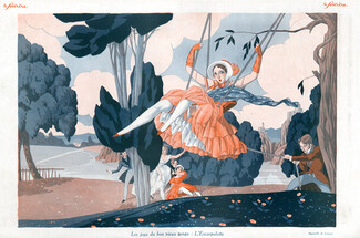Fabius (Alberto Fabio) Lorenzi 1926 Attractive Girl Swing 18th Century Costumes