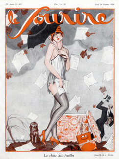 Julien Jacques Leclerc 1926 Sexy Girl Lingerie Umbrella Hatbox