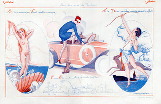 Julien Jacques Leclerc 1926 Nude Venus & Diane Sighthound, Greyhound