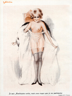 Gaston Cirmeuse 1926 Sexy Looking Girl Topless Lingerie