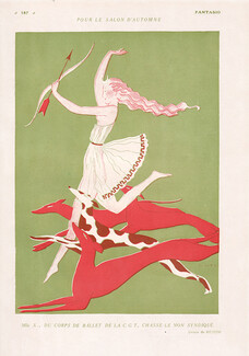 Eduardo Garcia Benito 1919 Sighthound, Diane, Huntress, Ballet, Art Deco