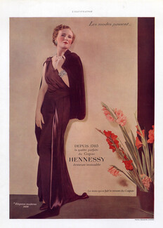 Hennessy (Cognac) 1936 Les Modes Passent... n°5. Elégance Moderne, Evening Gown