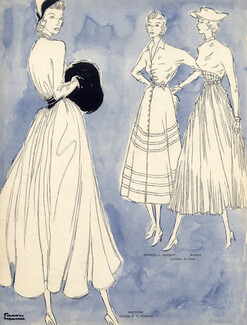 Bruyère, Marcelle Dormoy, Worth 1948 Dresses, Facon Marrec, Fashion Illustration
