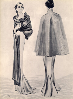 Augustabernard & Schiaparelli 1933 Eric Evening Gown Fashion Illustration
