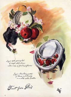 Suzy (Millinery) 1939 Hats Fruits from Paris, Eric (Carl Erickson)