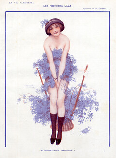Raphaël Kirchner 1913 The First Lilacs, Sexy Girl