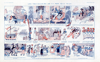 Henri Avelot 1922 The workers of the Sea, Fishing, Mermaid, Sailor, Comic Strip
