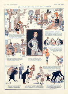 Henri Avelot 1921 Les Plaisirs du Mois de Janvier, Comic Strip