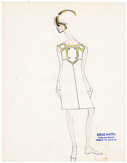 Serge Matta 1960 Original Fashion Drawing N°10