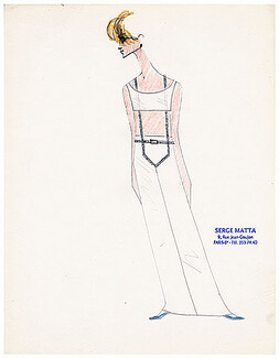 Serge Matta 1960 Original Fashion Drawing N°8