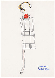 Serge Matta 1960 Original Fashion Drawing N°5