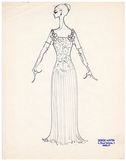 Serge Matta 1960 Original Fashion Drawing N°3