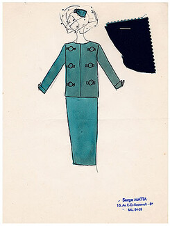 Serge Matta 1960 Original Fashion Drawing N°2