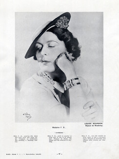 Boutemy (Jewels) 1937 Bracelet, Ring, Clip, Louise Bourbon Hat