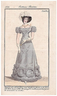 Le Journal des Dames et des Modes 1821 Costume Parisien N°2030