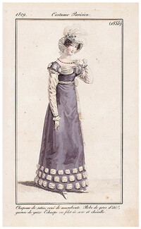 Le Journal des Dames et des Modes 1819 Costume Parisien N°1855
