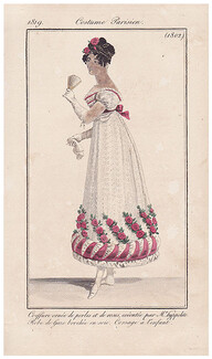 Le Journal des Dames et des Modes 1819 Costume Parisien N°1802