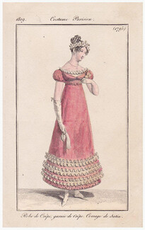 Le Journal des Dames et des Modes 1819 Costume Parisien N°1795