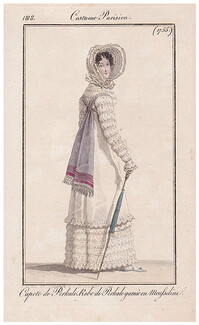 Le Journal des Dames et des Modes 1818 Costume Parisien N°1755