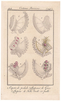 Le Journal des Dames et des Modes 1818 Costume Parisien N°1745 Hats