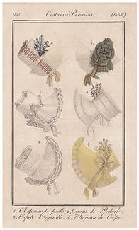 Le Journal des Dames et des Modes 1817 Costume Parisien N°1658 Hats