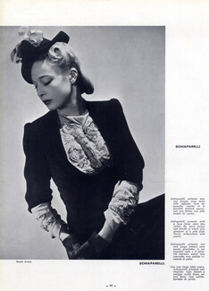 Schiaparelli 1940 Jacket, Blouse Embroidered with Pearls, Fashion Photography Anzon