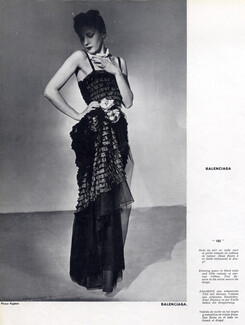 Balenciaga 1939 Evening Gown in Black Tulle, ribbon, Rigassi