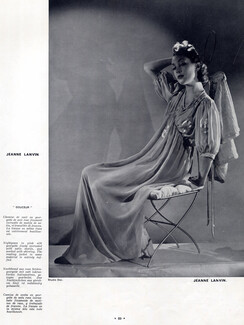 Jeanne Lanvin 1939 Model Douceur, Nightgown, Fashion Photography Dax
