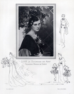 Molyneux 1934 S.A.R la Duchesse de Kent Portrait, Princesse Marina de Grèce