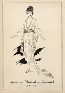 Martial et Armand 1919 Fashion Illustration, Evening Gown