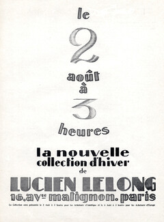 Lucien Lelong 1926 Address 16 Avenue Matignon Paris