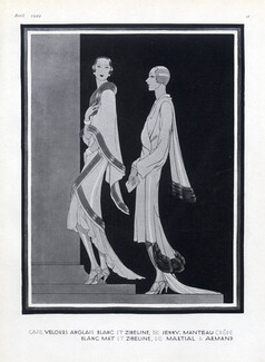 Jenny (Cape) Martial & Armand (Coat) 1929 Fashion Illustration Pollard