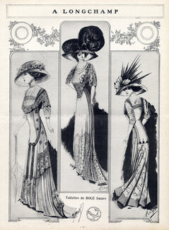 Boué Soeurs 1909 Fashion Illustration, Art Nouveau Style