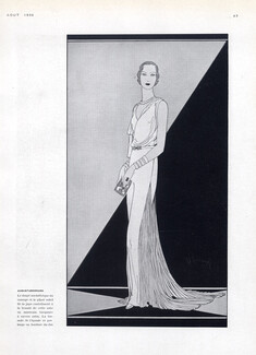 Augustabernard 1930 Evening Gown, Fashion Illustration Pollard, Art Deco Style