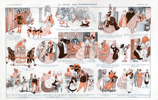 Henri Avelot 1922 "La crise des domestiques" The crisis of the Domestics, Maid, Comic Strip